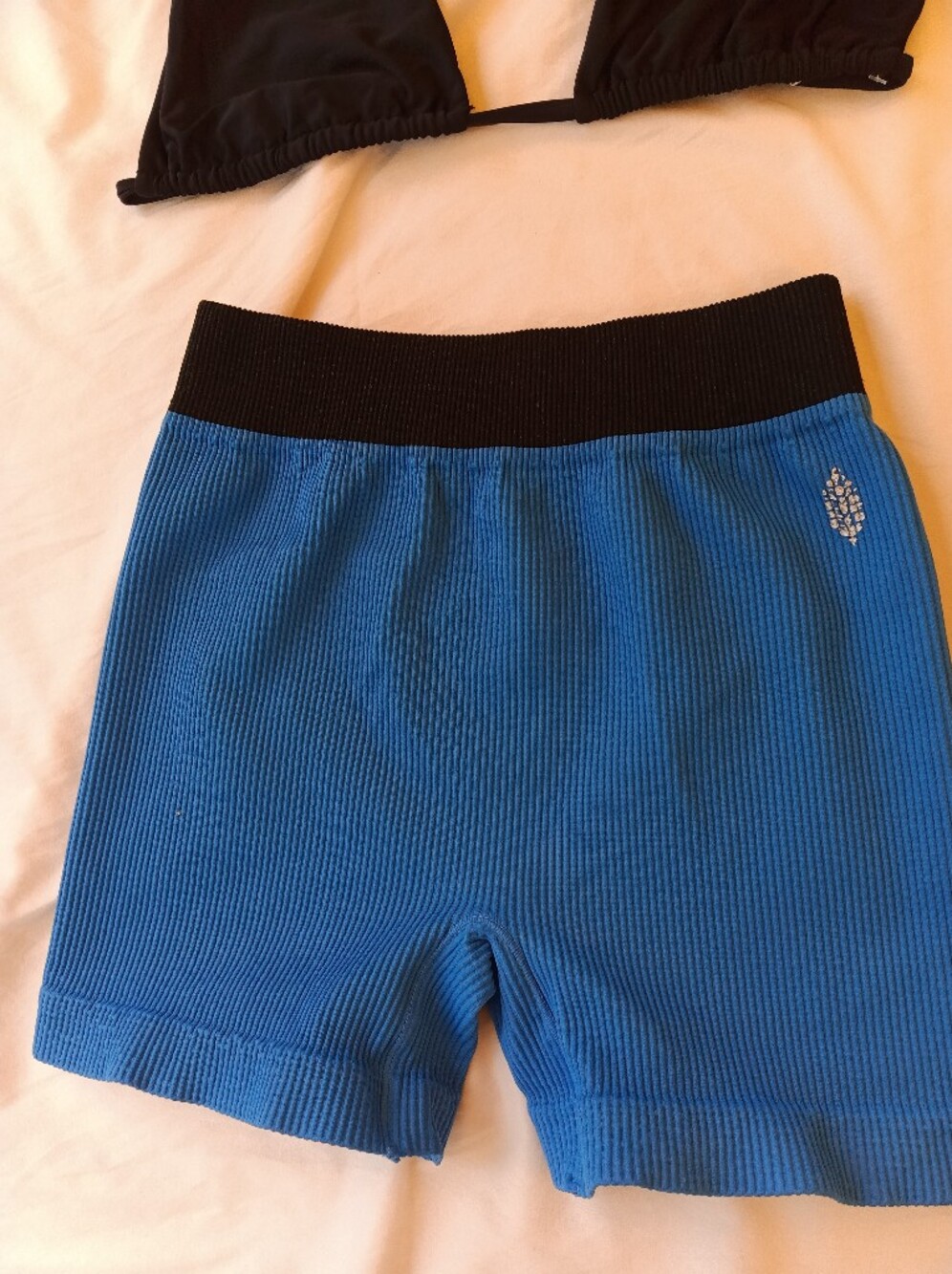 Free People movement happiness runs shorts blue ribbed athletic shorts seamless - Picture 2 of 4